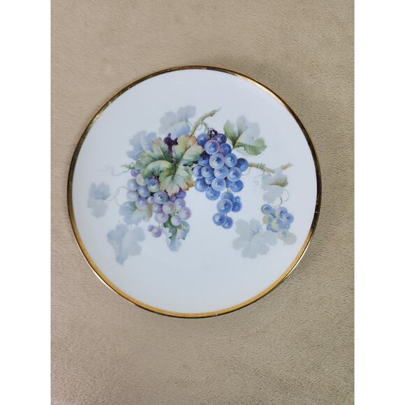 Bavaria Rounded Plate Grape Design Zeh Scherzer Gold Trim 8" Early 1900s Vintage - Picture 7 of 10